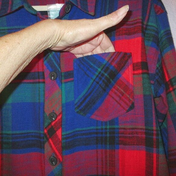 Maurices Patchwork Plaid Flannel Shirt Size S Button Up Oversized Artsy NWT - Picture 3 of 11